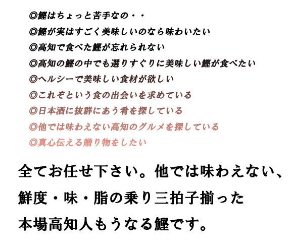 極上トロ鰹わら焼きにお任せ下さい